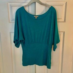 Bordeaux Ribbed Jersey Kimono Top, Teal, Size Medium